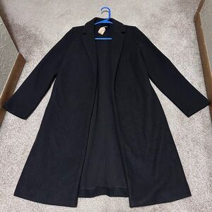 Theory Long Tailored Dark Brown Cardigan Coat